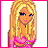 Pixelated cartoon-style buddy icon featuring a blonde female character in pink attire with text "Blonde Beauty" on the right side, framed by bright pink border.