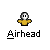 Pixelated character with white face and yellow shirt displays multiple speech bubbles with text like "OHH.", "?", "WUTS A", "AIRHEAD?", "DUMBASS...", "DID U SAY", "SOMETHING", "NOPE", "OH".