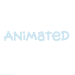 Animated light blue cartoon character with large ears and a small pink nose, displayed on a light blue dotted background with text labels.