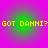 Four identical green circular gradients on a magenta background with yellow text reading 'GOT DANNI?' repeated twice.