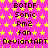 Pixelated icon with bright pink background and yellow stars, displaying repeated text blocks in black font.