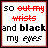 A 4-frame animated contact sheet showing pixelated text with red and black lettering on white backgrounds, each frame displaying the same phrase with varying degrees of darkness in different words across frames.