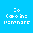 Four variations of a blue background with white pixelated text reading 'Go Carolina Panthers' displayed in different styles.