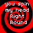 Four identical red and black spiral patterns with white text reading "you spin my head Right Round" arranged in a