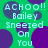 Green background with purple circles and repeated text 'ACHOO!! Bailey Sneeze On You' in light blue pixelated font.