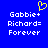 Blue background with white pixelated text reading 'Gabbie+ Richard= Forever' and a yellow pixelated heart symbol above the text.