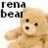 A light brown teddy bear with dark brown eyes and nose, positioned against a white background with "rena bear" text above it.