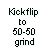 Pixel art animation of a crowned figure performing a kickflip grind on picnic tables with text 'Kickflip to 50-50 grind' visible.