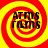 Four identical circular patterns with red and yellow concentric rings, each containing "ATMS FILMS" text in black block letters.