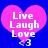 Two identical pink heart-shaped icons with white text "Live Laugh Love" and a small <3 symbol, set against a solid blue background.