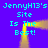 Pixelated cyan text on purple background reads "JennyH13's Site Is The Best!" repeated four times with yellow border framing the text.