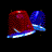 Animated contact sheet showing three sequential frames of a red and blue emergency light icon with glowing effects on black background.