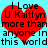 Red heart-shaped graphic with black text reading "I Love U Kaitlyn more than anyone in this world" on light blue background.