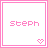 Two side-by-side pixel art frames with pink borders, each displaying 'steph' text and a heart symbol.