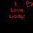 Red pixelated text and heart symbol on black background, with two versions showing different heart shapes.