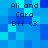 Blue pixelated with repeated text "Ali and Cara Bff <3" in dark blue, arranged in four identical sections across the image
