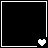 Four black square with white borders, each containing a single pixelated heart that changes color from white to light gray to dark gray across frames
