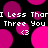Pixelated animation of pink circles and text on black background with repeated 'I Less Than Three You' phrases and small 'C' symbols.