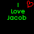 Green text 'Love Jacob' with a red heart symbol above the word 'Love', displayed on black background.
