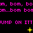 Pixelated text and symbols animate on a black background with pink and yellow elements.