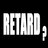 Pixelated text 'RETARD?' repeated across three positions on a black background with one gray rectangle.