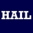 Dark blue background with white text reading 'HAIL' in three separate instances, one at top left, one at top right, and one at bottom left.