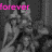 A grayscale animated sequence shows a woman in multiple poses with pink text overlays reading 'forever', 'n ever', '.i love', 'my', and 'besties' across frames.