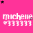 A bright pink background features repeated white text 'michelle' with a heart symbol and six exclamation marks, surrounded by scattered black and purple stars.