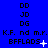 Blue background displays repeating text patterns with animated white pixel changes on 'BFFLADS' text elements.