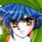 A 48x48 pixel buddy icon featuring a character with blue hair and green eyes on the left, paired with "Anime IM" text in white pixelated font on a black background to the right.
