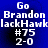 Blue background with white pixelated text reading 'Go Brandon BlackHawk #75 2-0' in four identical quadrants.