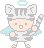 Pixel art animation of a pastel-colored character with bunny ears, halo, and wings in two frames showing slight pose changes.