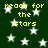 Dark green background with white stars and yellow text repeating 'reach for the stars' in pixelated font.