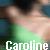 Pixelated static icon with blurred figure and green gradient background featuring white text reading "Caroline" at the bottom.