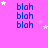 four identical on a pink background, each containing three of blue 'blah' text with white stars scattered around