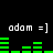 Static digital image with repeated text and green bar graphs on black background.