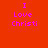 Four variations of a pixelated text-based design on red background with blue bars and pink text reading 'I Love Christi' in different layouts.