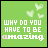 Green background with white text reading "WHY DO YOU HAVE TO BE amazing" and floating heart shapes, where the word "amazing" alternates between pink and white.