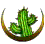 Animated contact sheet showing five sequential frames of a cactus-themed logo animation with golden crescent and text elements transitioning from partial to full display.