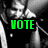 A four- displays a black-and-white photo with green 'VOTE' text, cyan 'DAVID COOK!!' text over a person's face, purple headphones with hearts and music notes on white background, and an empty gray