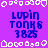 Pixelated purple background with blue text reading 'LUPIN TONKS 3825' repeated in a pattern, surrounded by white pixel-art borders
