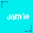 A static image with a bright cyan background featuring repeated white text 'jamie' and purple star icons connected by dotted lines.