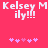Pixelated text 'Kelsey M' and 'ily!!!' on bright pink background with purple star-like symbols below.
