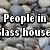 Pixelated image of a rocky background with overlaid white text reading "People in shouldn't class houserow stones".