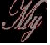 Animated contact sheet of three frames showing stylized text in a cursive font with pink and white colors on black background.