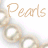 A pixelated image of a pearl necklace with the word 'Pearls' in cursive text, featuring two heart symbols that change position across frames.