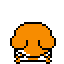Pixel art hamster with orange and white fur in five distinct poses on gray background
