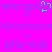Pixelated text and symbols on a bright pink background with cyan and purple elements.