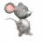 Animated gray mouse with pink ears and white belly running in four sequential poses on a plain background.
