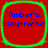 Four identical red square icons with rounded corners, each bordered by a bright green frame and displaying blue pixelated text reading "Amber's Boyfriend" in two lines.